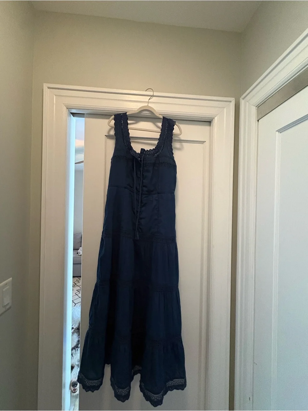 Gap Blue Tiered Lace-Trim Midi Dress - Picture 3 of 6